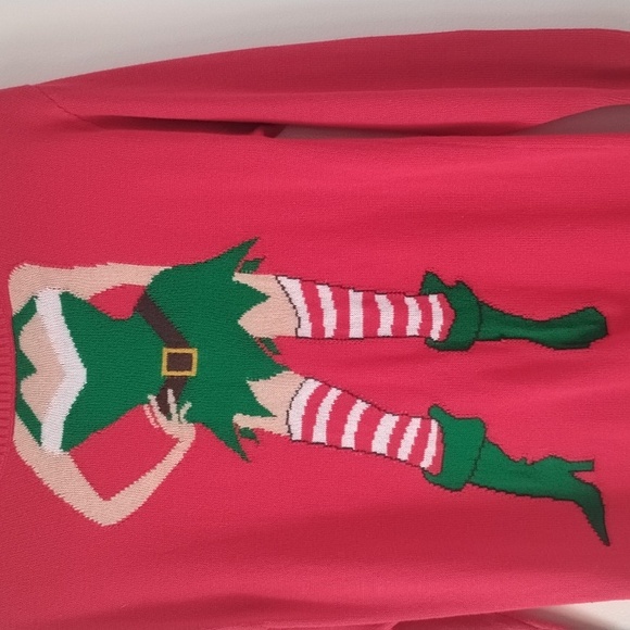 Isabella's Closet Sexy Festive Red Elf Crew Neck Sweater 100% Cotton Size S - Picture 3 of 16